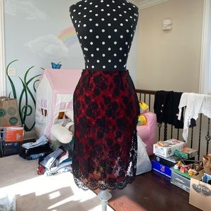 red lace skirt
